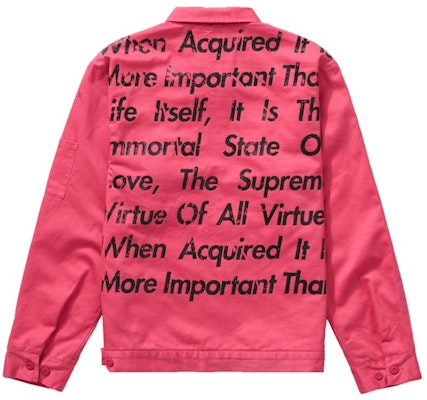 Supreme x JUNYA WATANABE x CDG MAN Printed Work Jacket Bright Pink Buy Supreme x JUNYA WATANABE x CDG MAN Printed Work Jacket Bright Pink