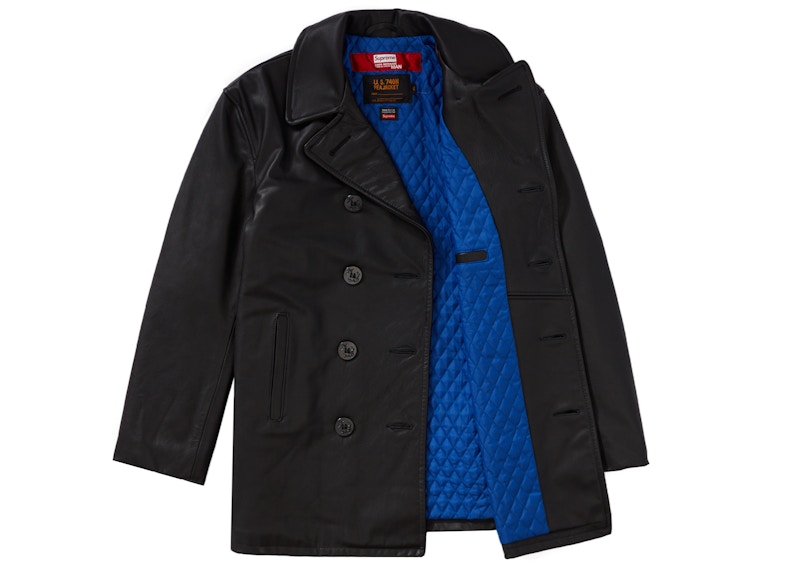 Order Supreme x JUNYA WATANABE x CDG MAN Schott Leather Peacoat Black