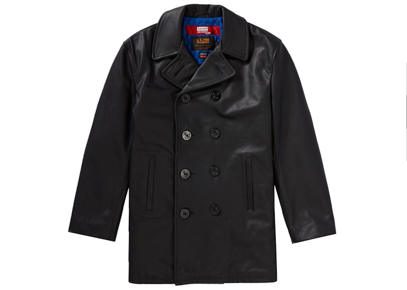 Lookbook Supreme x JUNYA WATANABE x CDG MAN Schott Leather Peacoat Black