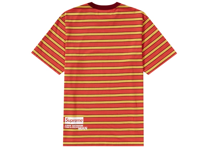 Order Supreme x JUNYA WATANABE x CDG MAN Stripe S/S Top Dark Red