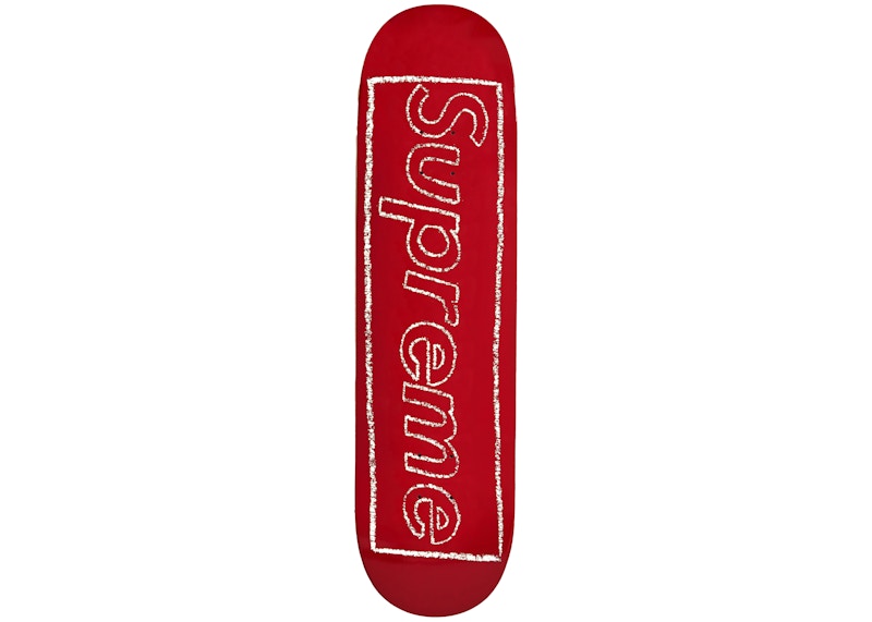 Supreme x KAWS Chalk Logo Skateboard Deck Red