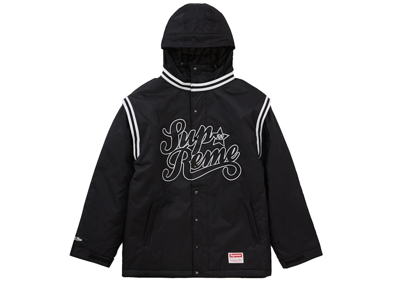 Buy Supreme x Mitchell & Ness 黑色绗缝运动夹克