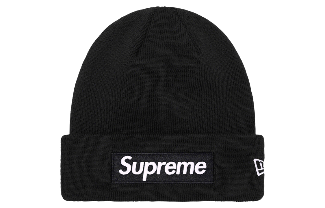 Supreme x New Era FW23 Week 16 Box Logo Beanie Black Unisex Acrylic Knit Hat. SUP-FW23-2555