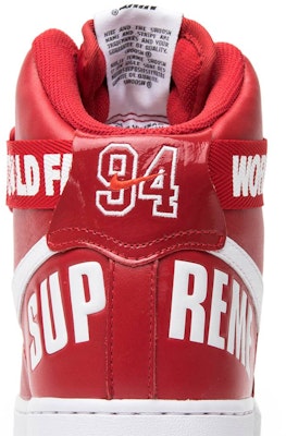 슈프림 x 나이키 에어포스 1 하이 SP '레드' 698696-610 Sizing 슈프림 x 나이키 에어포스 1 하이 SP '레드' 698696-610