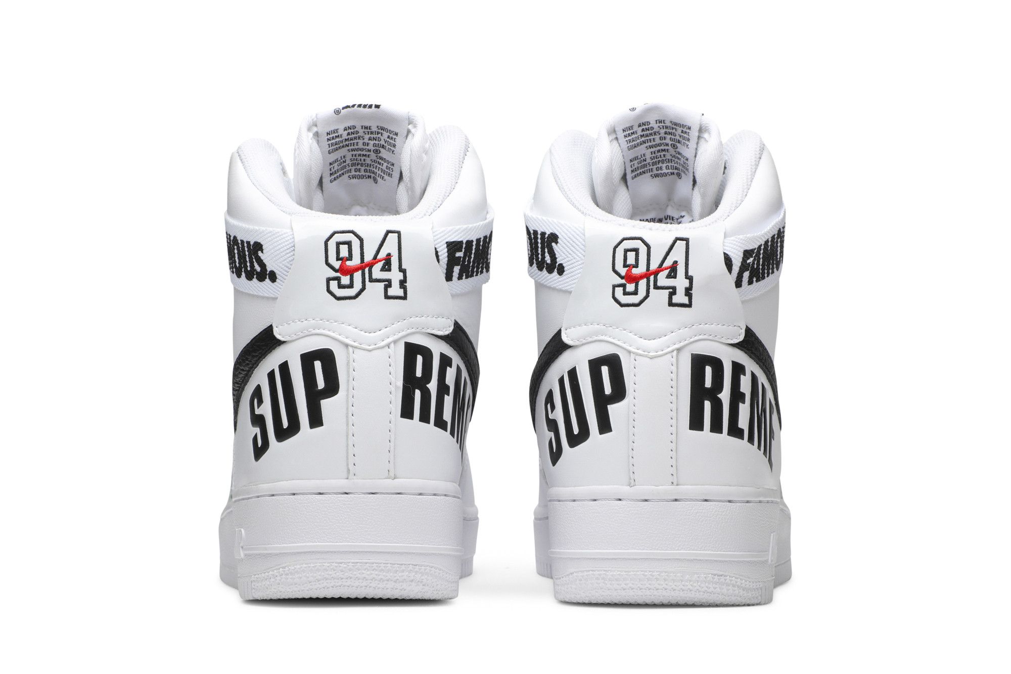 Sizing Supreme x Nike 空軍 1 代 高筒 Supreme '白色' 698696-100