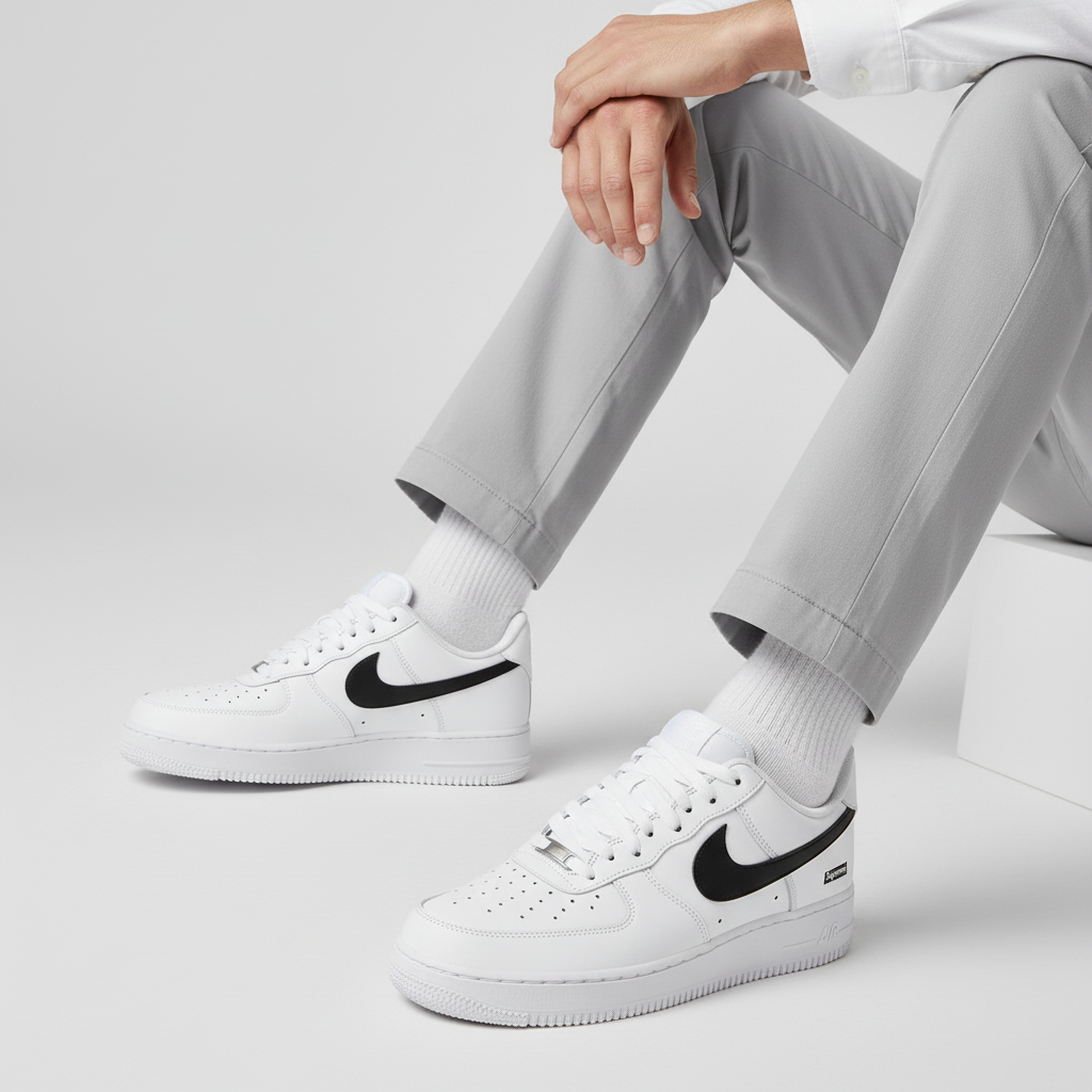 Order 나이키 슈프림 x 에어 포스 1 로우 '박스 로고 - 화이트 블랙' CU9225-102