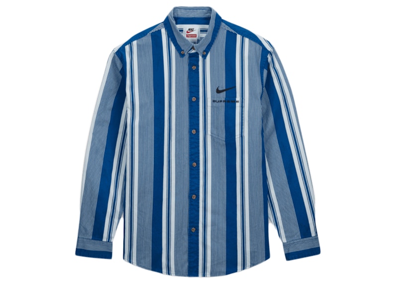 Supreme x Nike Cotton Twill Shirt Blue Stripe