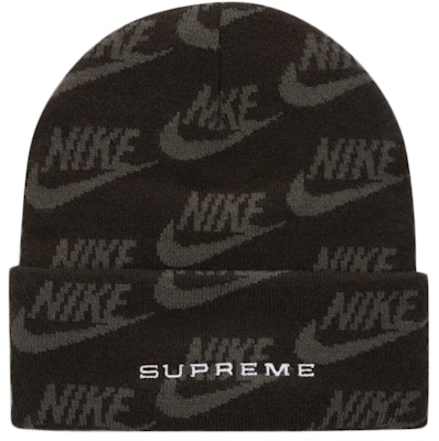 Supreme x Nike Jacquard Logos Beanie Black Buy Supreme x Nike Jacquard Logos Beanie Black