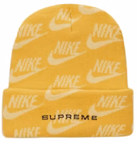 Supreme x Nike Jacquard Logos Beanie Pale Yellow Supreme x Nike Jacquard Logos Beanie Pale Yellow