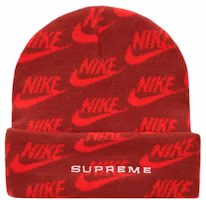 Supreme x Nike Jacquard Logos Beanie Red Supreme x Nike Jacquard Logos Beanie Red