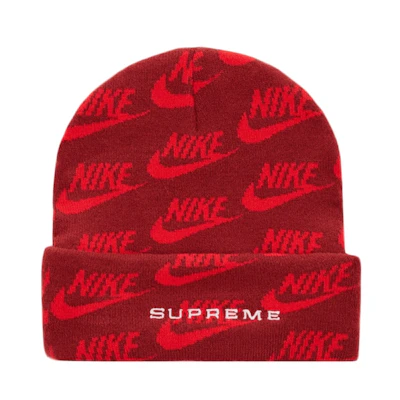 Supreme Nike Jacquard Logos Beanie Red