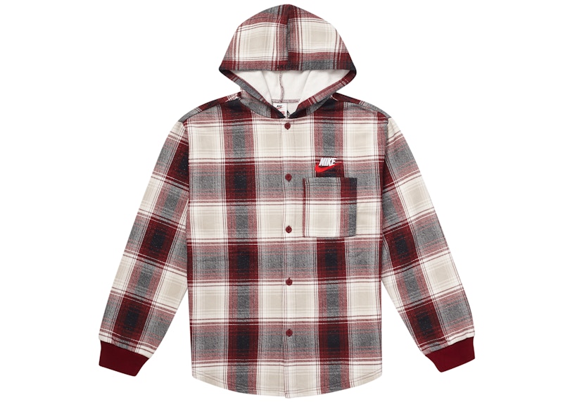 Supreme x Nike Plaid Hooded Sweatshirt Burgundy