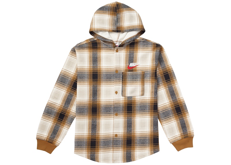 Supreme x Nike Plaid Hooded Sweatshirt Mustard