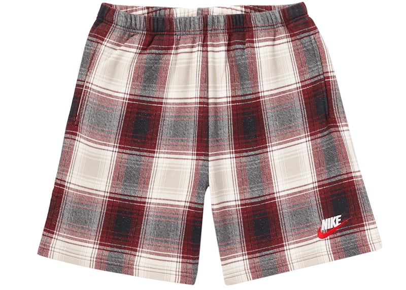 Supreme x Nike Plaid Sweatshorts Burgundy