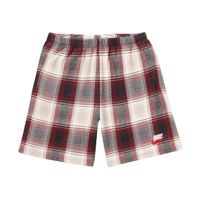 Supreme x Nike Plaid Sweatshorts Burgundy