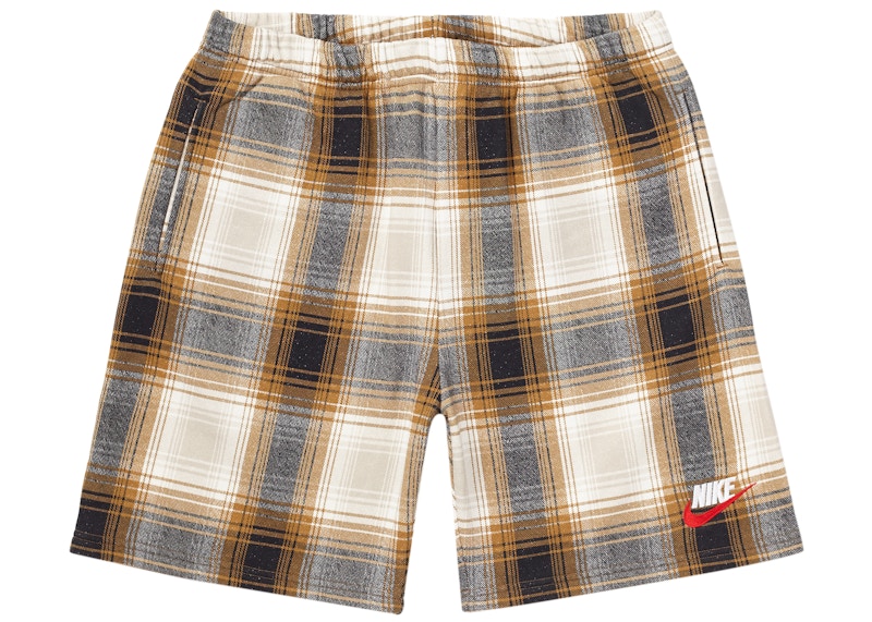 Supreme x Nike Plaid Sweatshorts Mustard