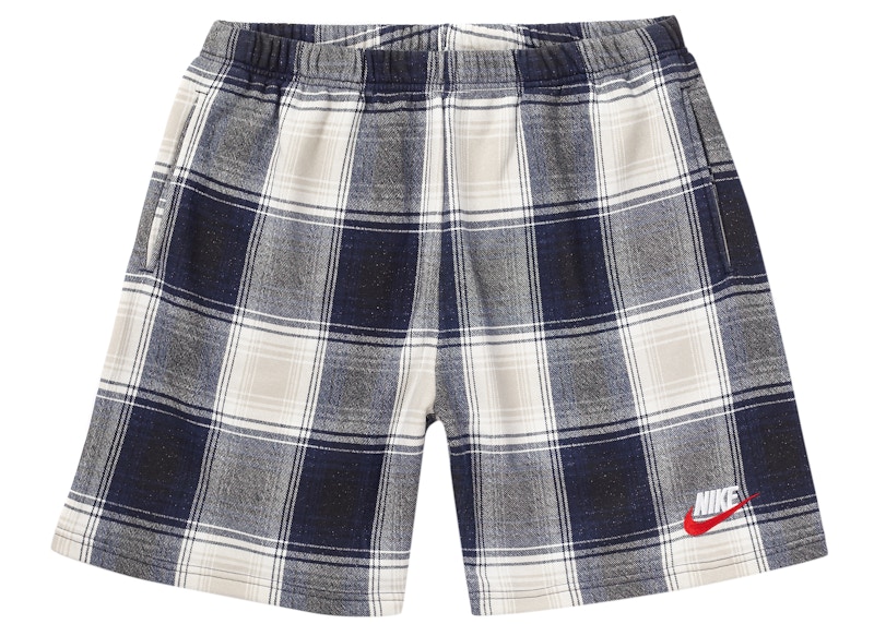 Supreme x Nike Plaid Sweatshorts Navy