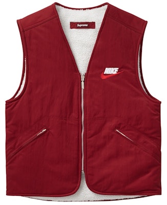 Buy Supreme x Nike Reversible Nylon Sherpa Vest Burgundy Novelship