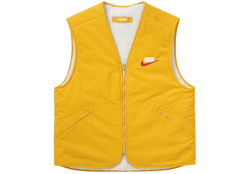 Supreme x Nike Reversible Nylon Sherpa Vest Mustard