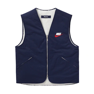 Supreme Nike Reversible Nylon Sherpa Vest Navy