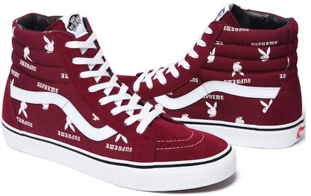 Supreme x Playboy x Vans スエードSk8-Hi バーガンディ VN-0TVMD7P Shop Supreme x Playboy x Vans スエードSk8-Hi バーガンディ VN-0TVMD7P