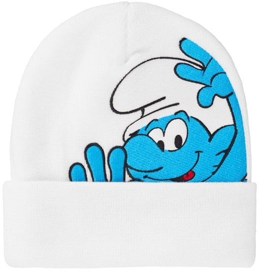 supreme-smurfs-beanie-white