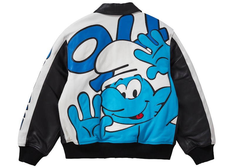 Lookbook Supreme x 藍精靈 黑色皮革棒球夾克