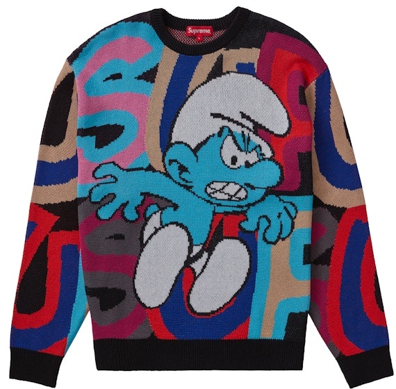 supreme-smurfs-sweater-black
