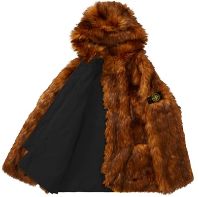 Supreme x Stone Island Formula Steel Reversible Faux Fur Parka Black Lookbook Supreme x Stone Island Formula Steel Reversible Faux Fur Parka Black