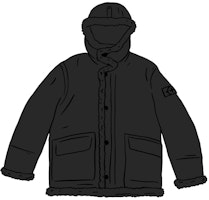 Supreme x Stone Island Hand Painted Hooded Shearling Jacket Black Supreme x Stone Island Hand Painted Hooded Shearling Jacket Black