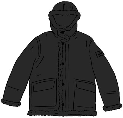 Supreme x Stone Island Hand Painted Hooded Shearling Jacket Black Buy Supreme x Stone Island Hand Painted Hooded Shearling Jacket Black