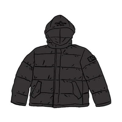 Supreme Stone Island Painted Camo Crinkle Jacket Black