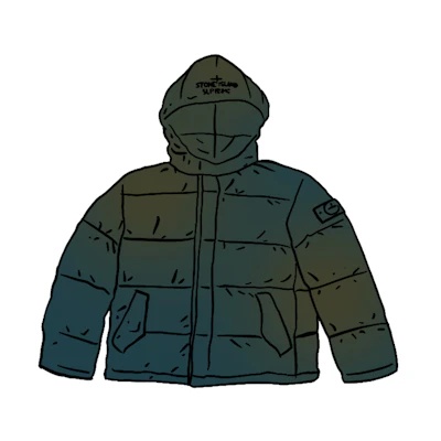 Supreme Stone Island Painted Camo Crinkle Jacket Dark Teal