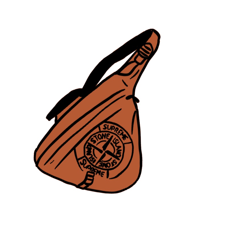 Supreme x Stone Island Printed Camo Nylon Shoulder Bag Coral