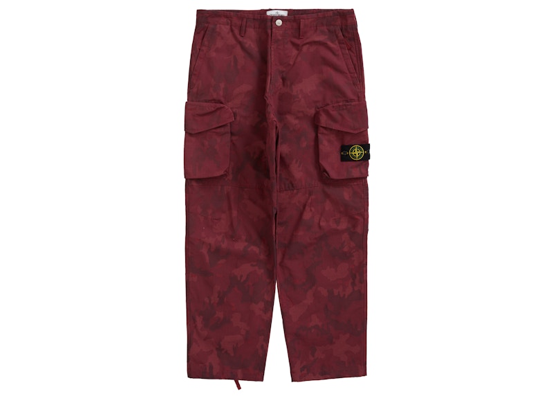 Buy Supreme x Stone Island Seluar Kargo Ripstop Reactive Ice Camo Merah