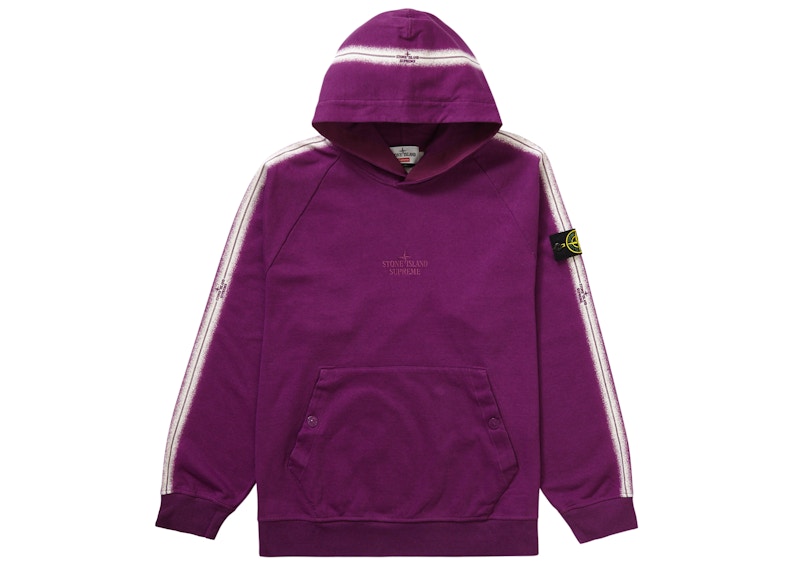 Supreme x Stone Island Stripe Hooded Sweatshirt Purple