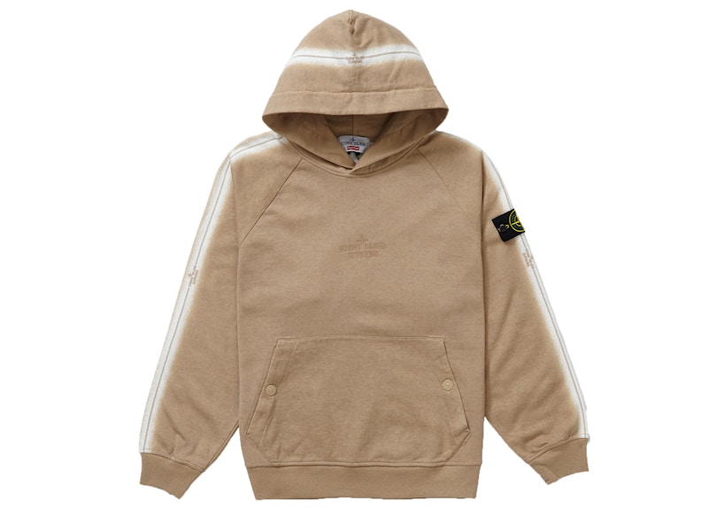 Supreme x Stone Island Stripe Hooded Sweatshirt Tan