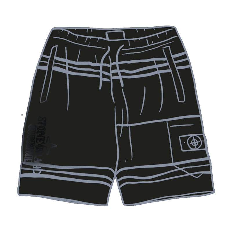 Supreme x Stone Island Warp Stripe Sweatshort Black