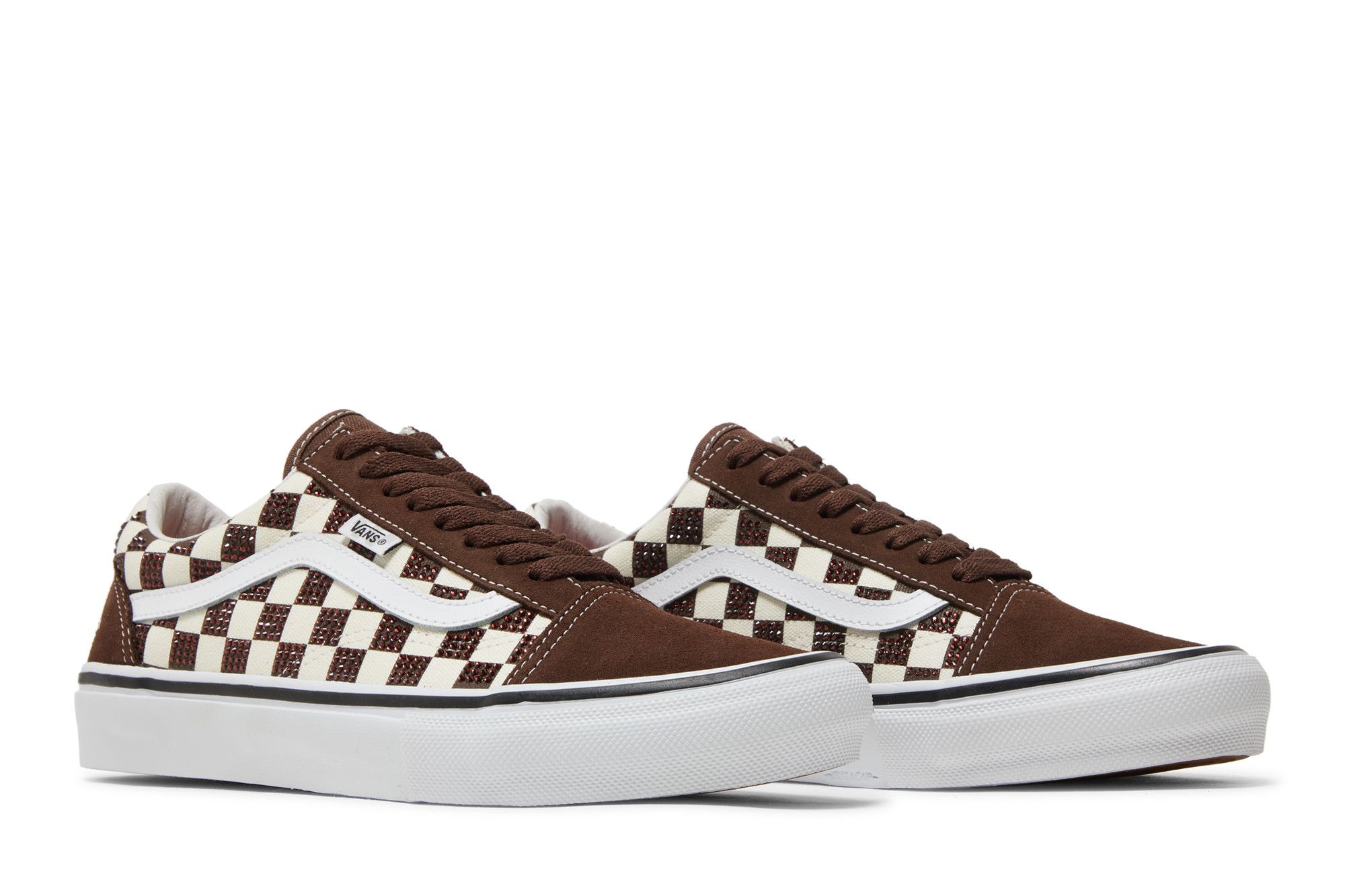 Cheap 至尊 x 施華洛世奇 x Vans 滑板 Old Skool '棕色' SUPREME-SWAROVSKI-棕色