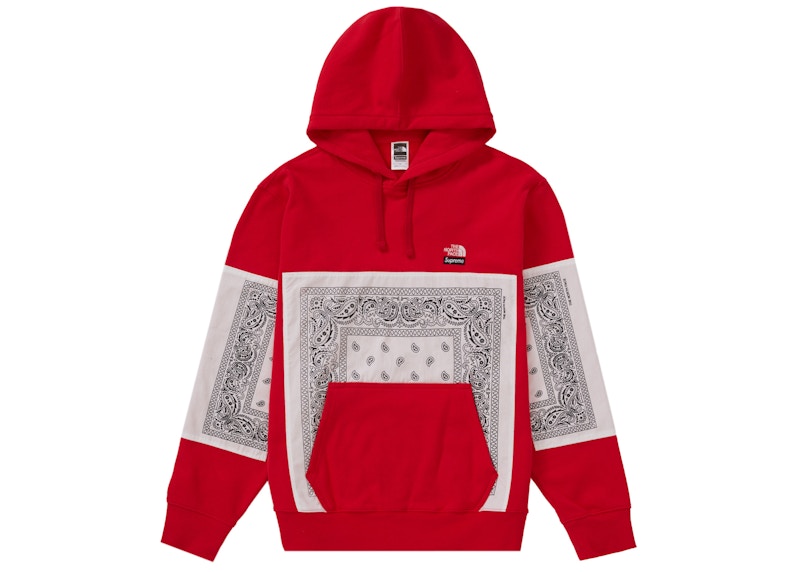 Supreme x The North Face Bandana Hooded Sweatshirt Red