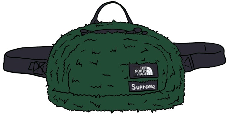 supreme-the-north-face-faux-fur-waist-bag-green