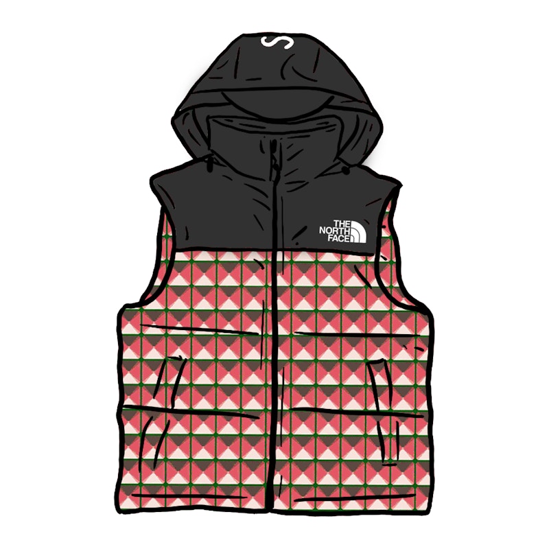 Supreme x The North Face Studded Nuptse Vest Red