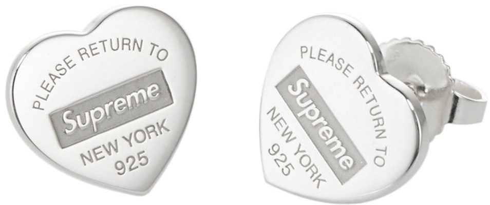 Supreme x Tiffany & Co. Return to Tiffany Heart Tag Stud Earrings 'Silver' (Set of 2) Buy Supreme x Tiffany & Co. Return to Tiffany Heart Tag Stud Earrings 'Silver' (Set of 2)