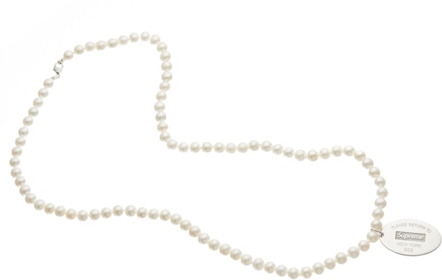 Supreme x Tiffany & Co. Return to Tiffany Oval Tag Pearl Necklace 'Silver' Buy Supreme x Tiffany & Co. Return to Tiffany Oval Tag Pearl Necklace 'Silver'