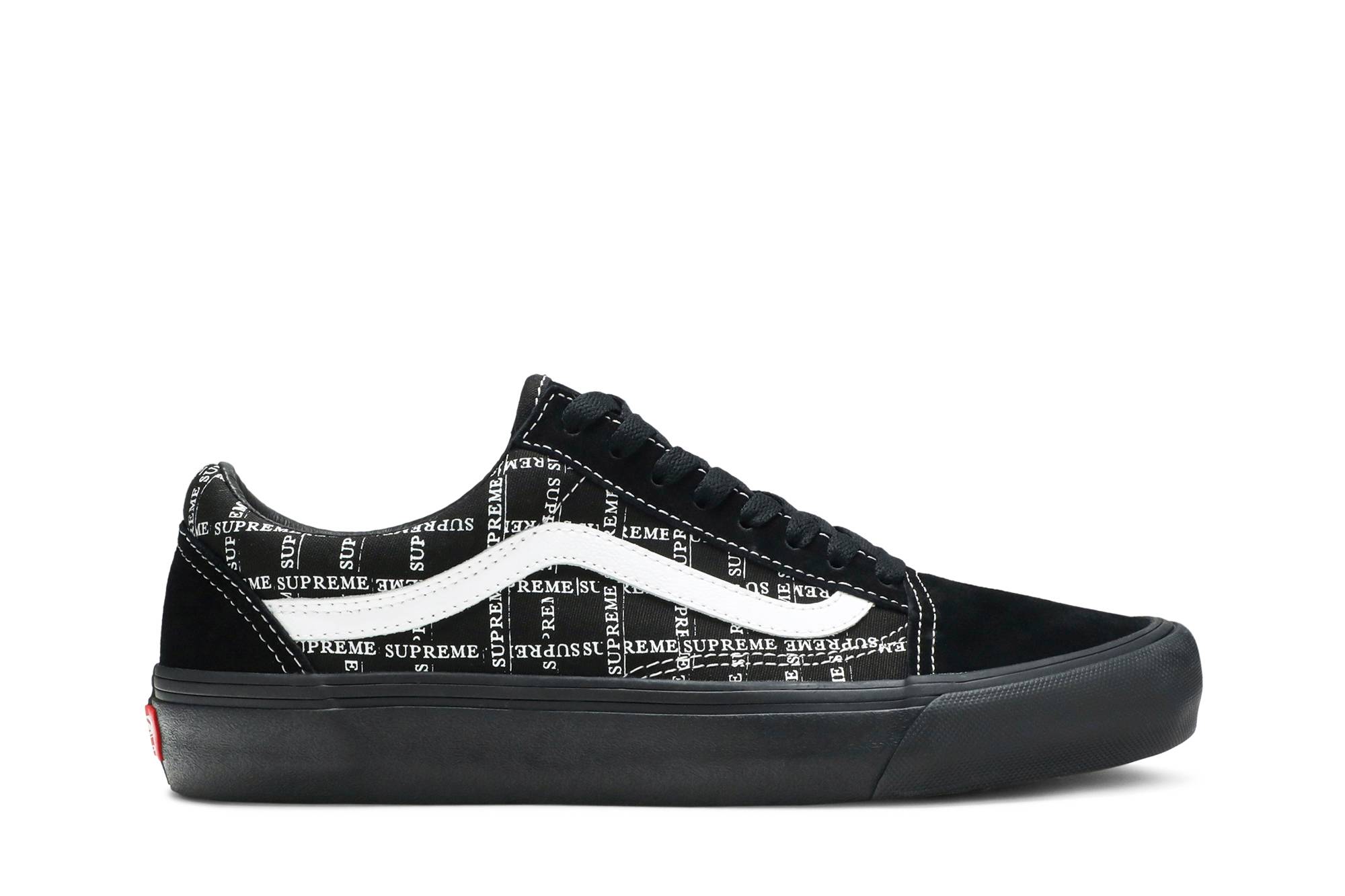 Buy Supreme x Vans Old Skool 'Logo Grid - Hitam' VN0A45JC2YW