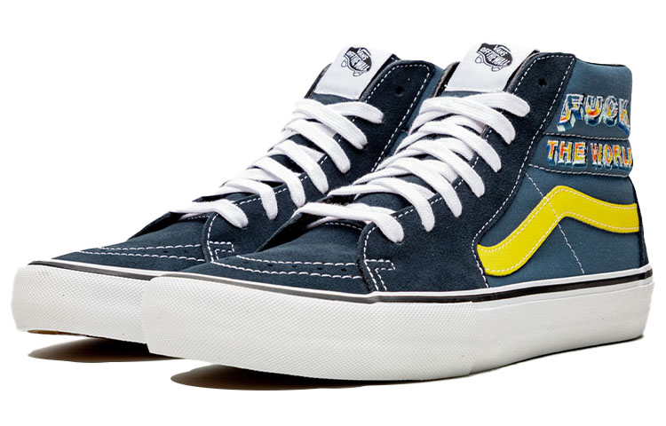 Shop Supreme x Vans Sk8-Hi 'Fuck The World - Azul Marino' VN0A45JDSY2
