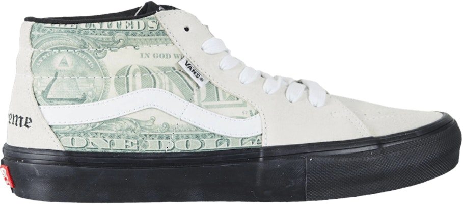 Supreme x Vans Skate Grosso Mid 'Dollar Bill ‑ White ...