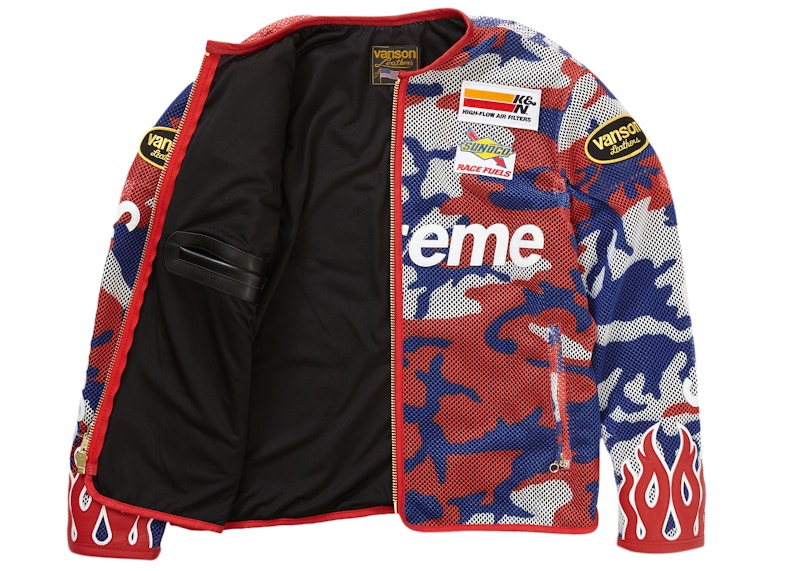 Order Supreme x Vanson Leathers 科杜拉網布迷彩紅色夾克