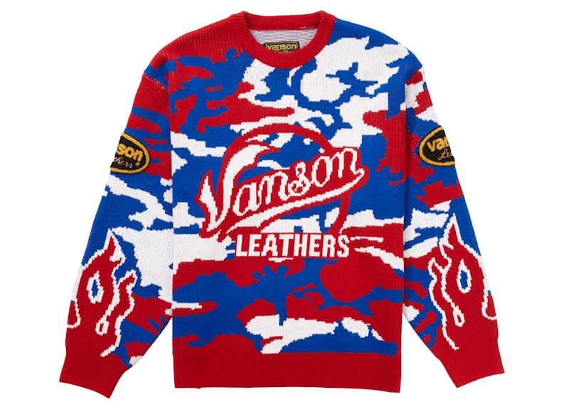 Supreme x Vanson Leathers Sweater Red Camo