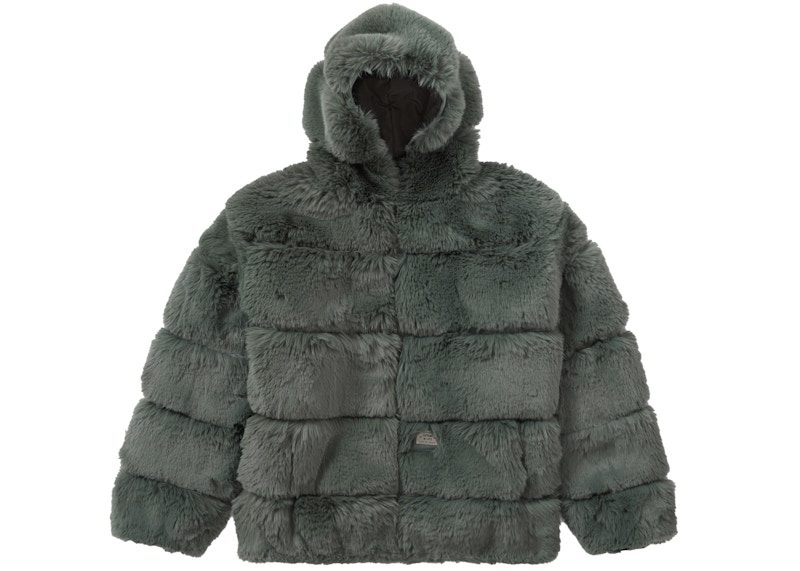 Supreme x WTAPS Faux Fur Hooded Jacket Green